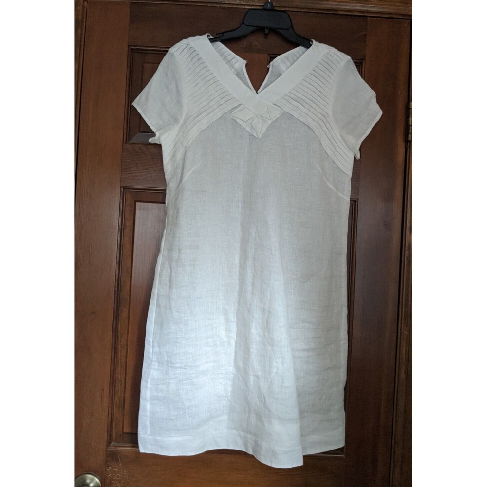 Max Studio  Women's sz M  Linen Dress White Short Sleeve Ret. NWT $198